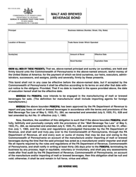 Document preview: Form REV-1018 Malt and Brewed Beverage Bond - Pennsylvania
