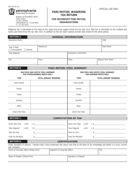 Document preview: Form REV-740 Pari-Mutuel Wagering Tax Return for Secondary Pari-Mutuel Organizations - Pennsylvania