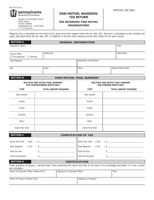 Form REV-740  Printable Pdf