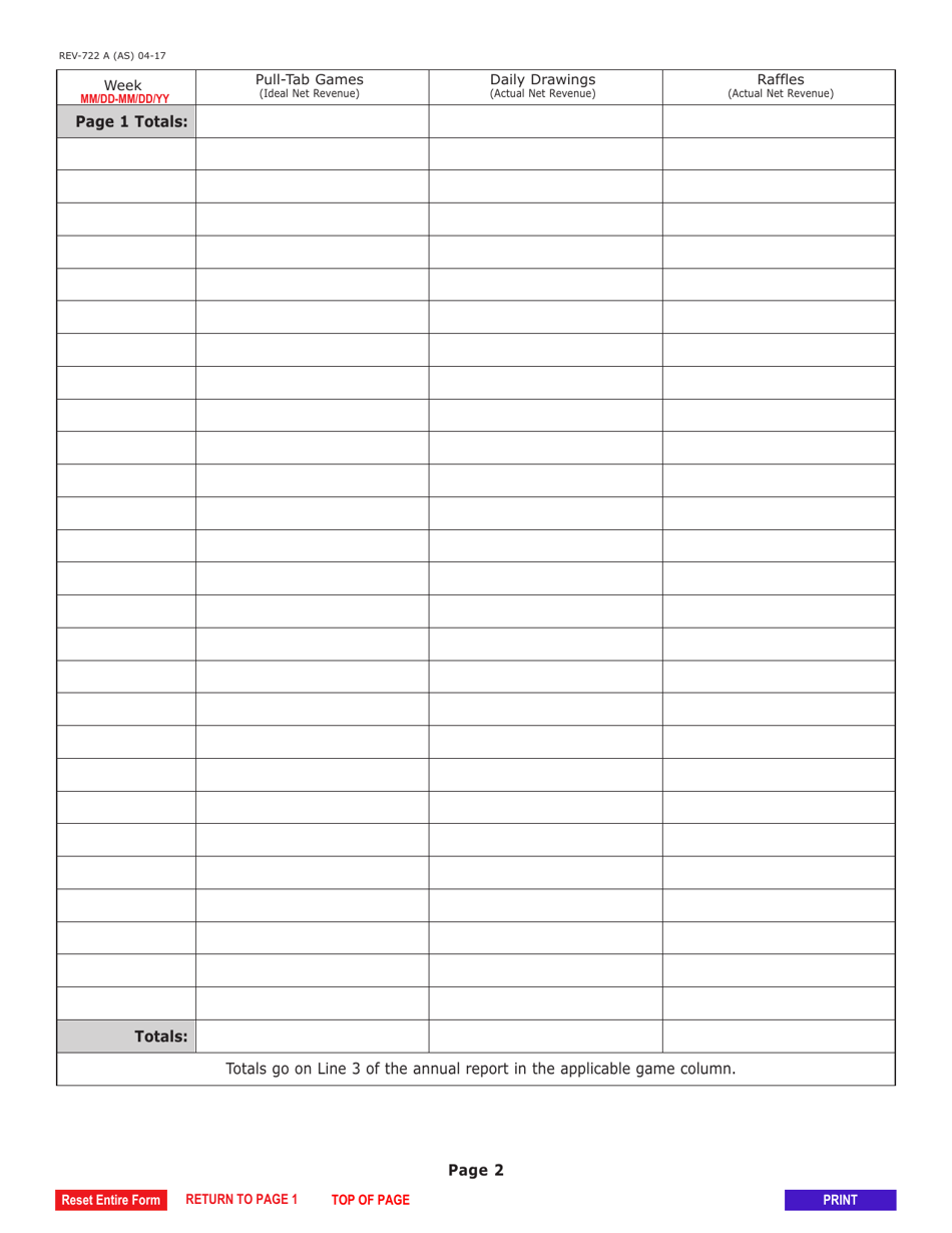 Form REV-722 A Schedule A Prizes by Week - Pennsylvania, Page 2