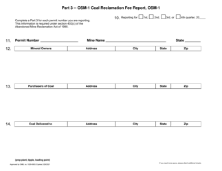 OSMRE Form OSM-1 Coal Reclamation Fee Report, Page 3