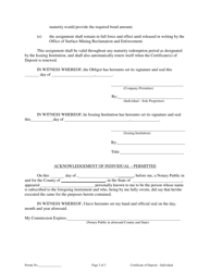 Assignment of Certification of Deposit for Collateral Bond (Sole Proprietorship), Page 2