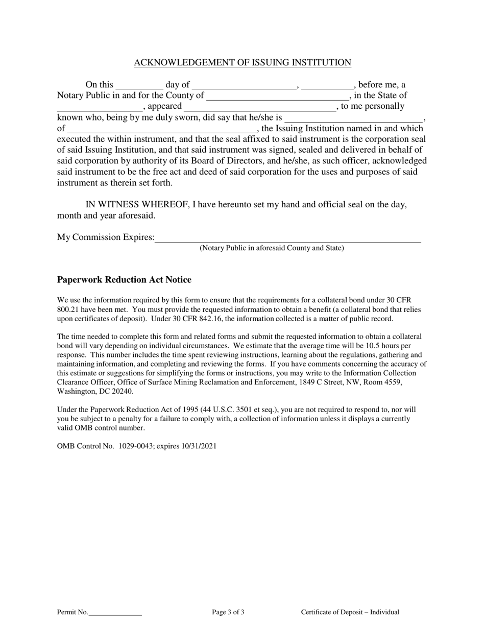 Assignment of Certification of Deposit for Collateral Bond (Sole Proprietorship), Page 3