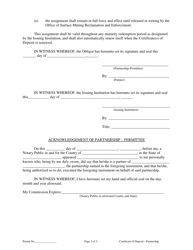 Assignment of Certification of Deposit for Collateral Bond (Partnership), Page 2