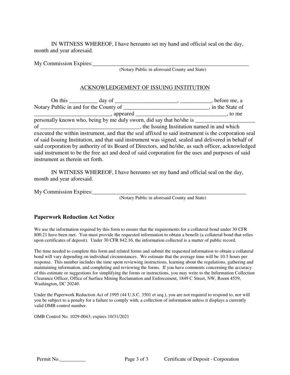 Assignment of Certificate of Deposit for Collateral Bond (Corporation), Page 3