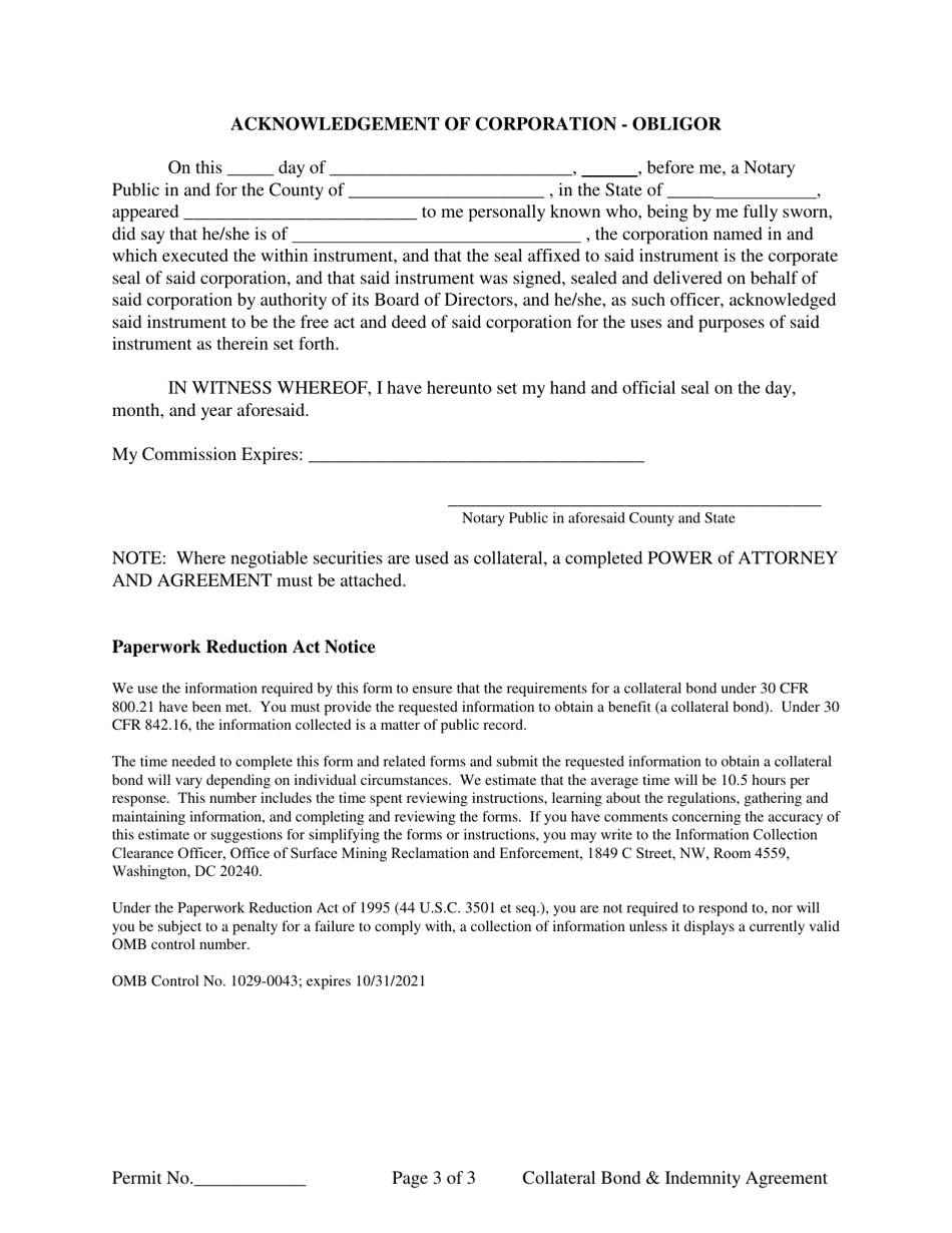Collateral Bond and Indemnity Agreement (Corporation), Page 3