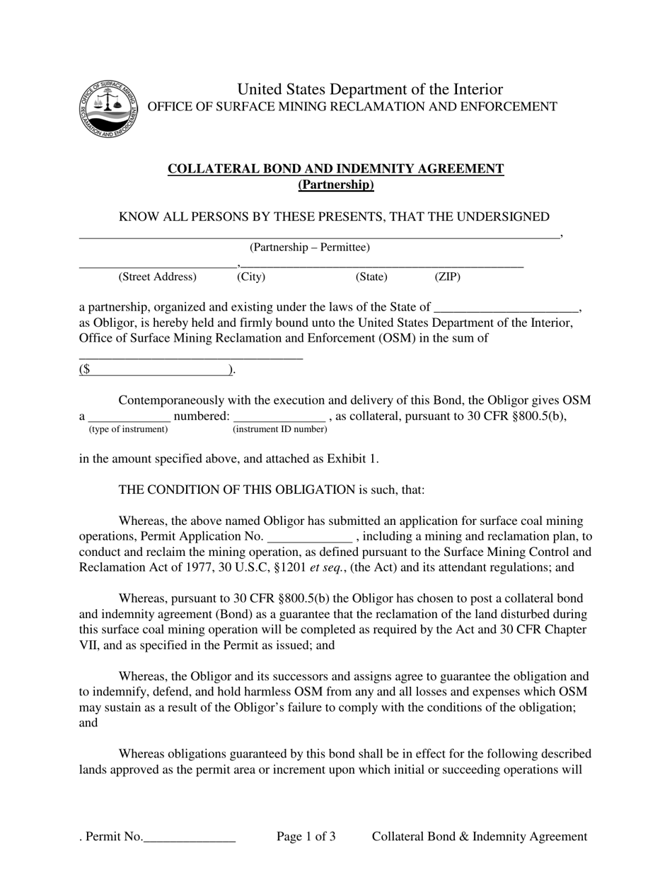 Collateral Bond and Indemnity Agreement (Partnership), Page 1