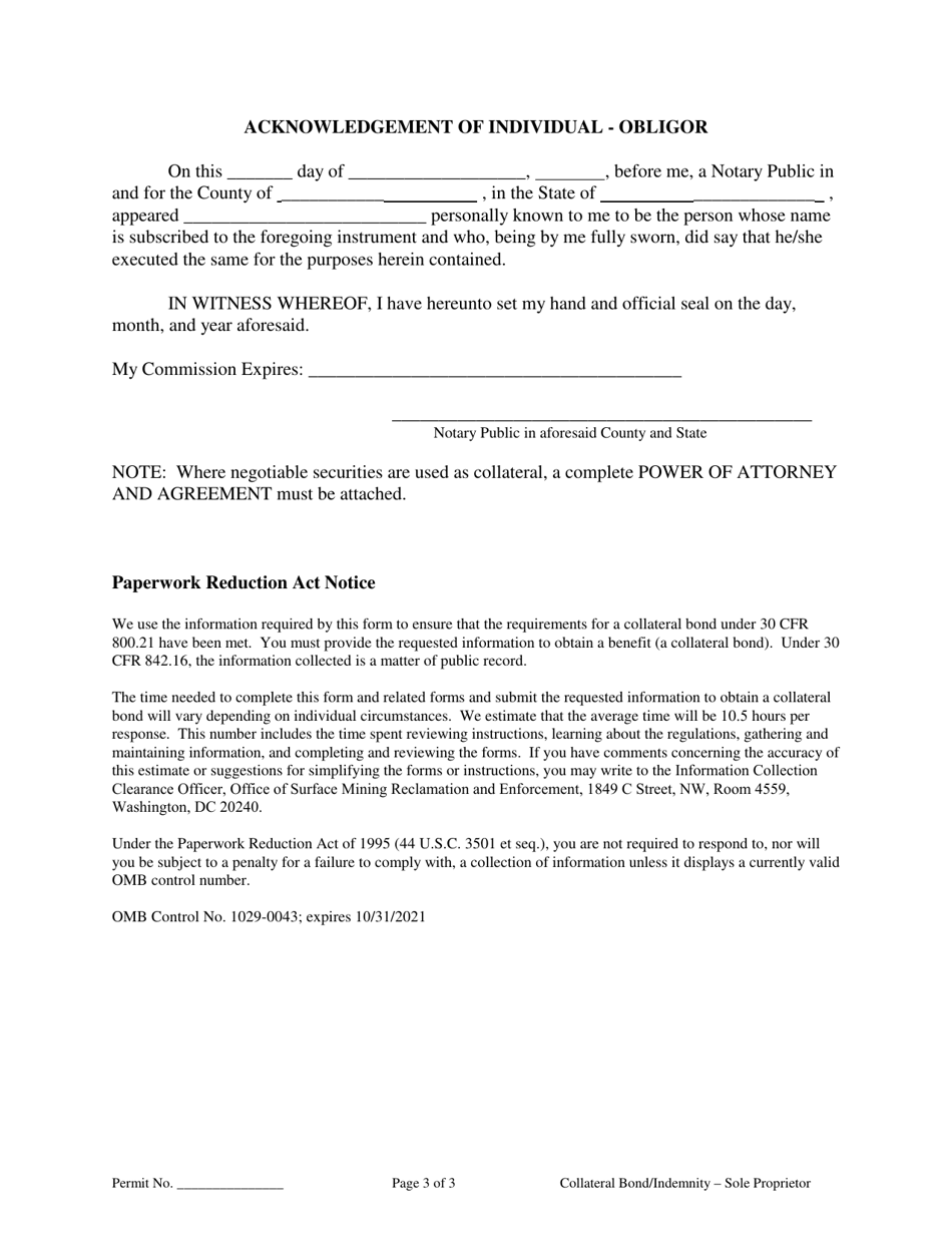 Collateral Bond and Indemnity Agreement (Sole Proprietorships), Page 3