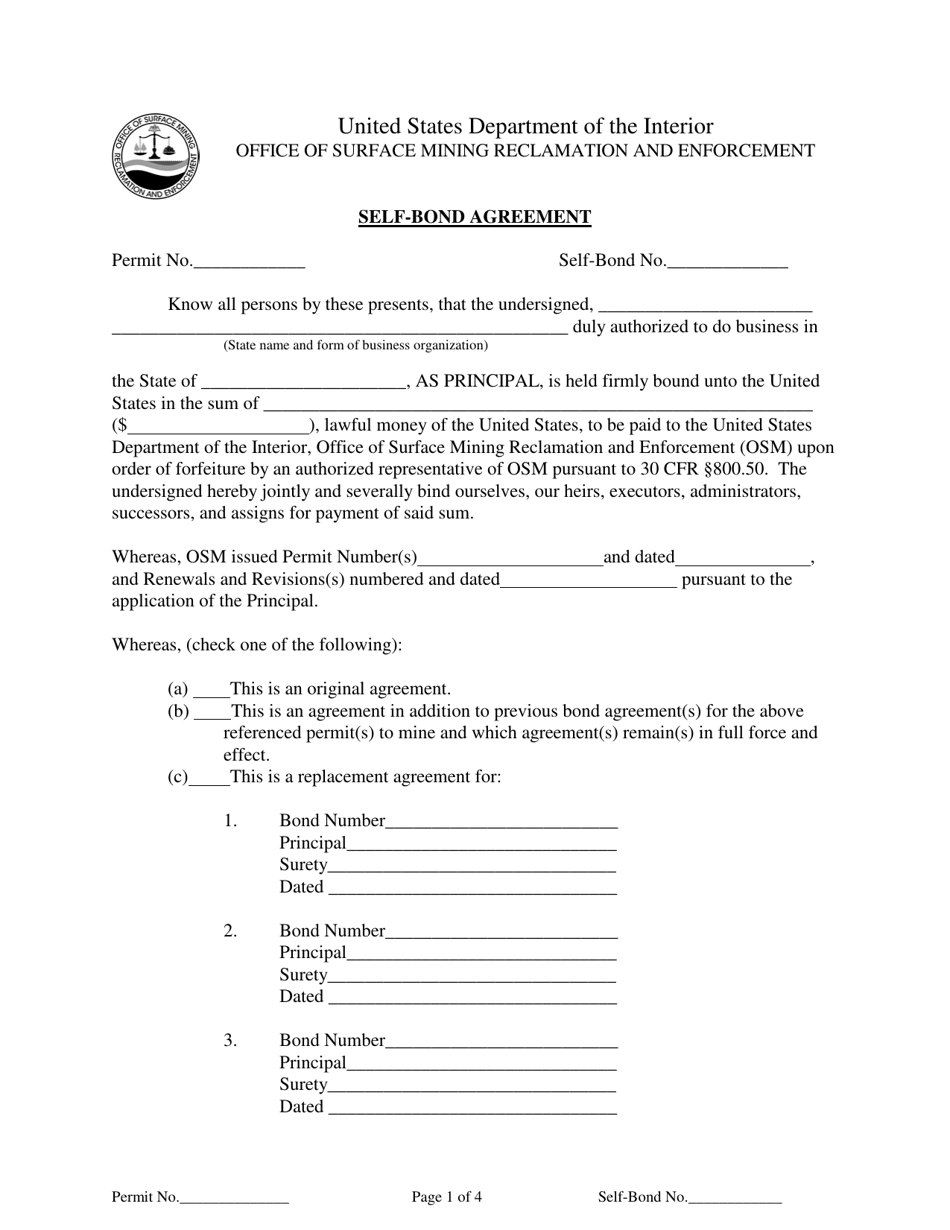 Self-bond Agreement Form, Page 1