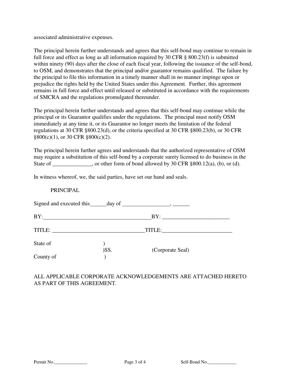 Self-bond Agreement Form, Page 3