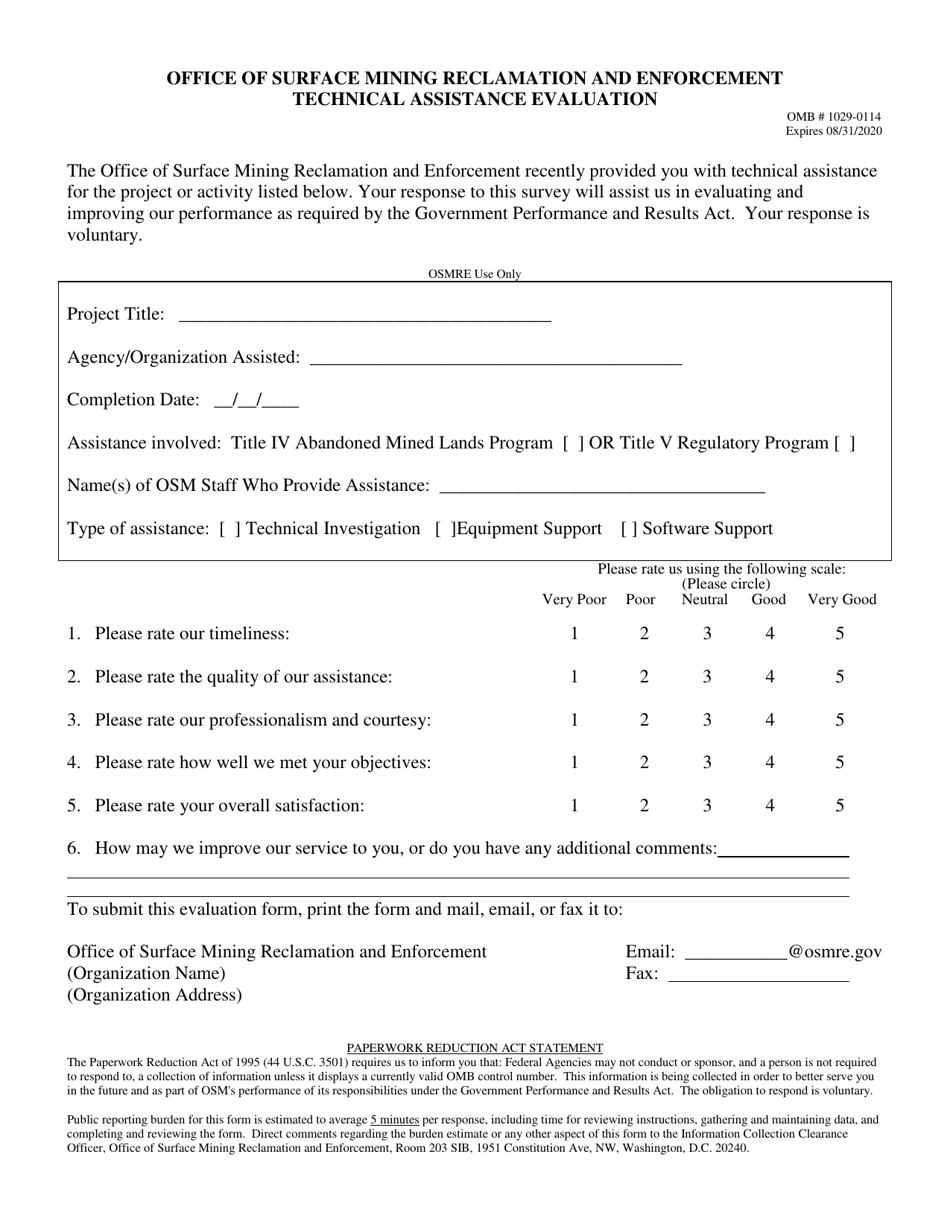 Technical Assistance Evaluation Form, Page 1