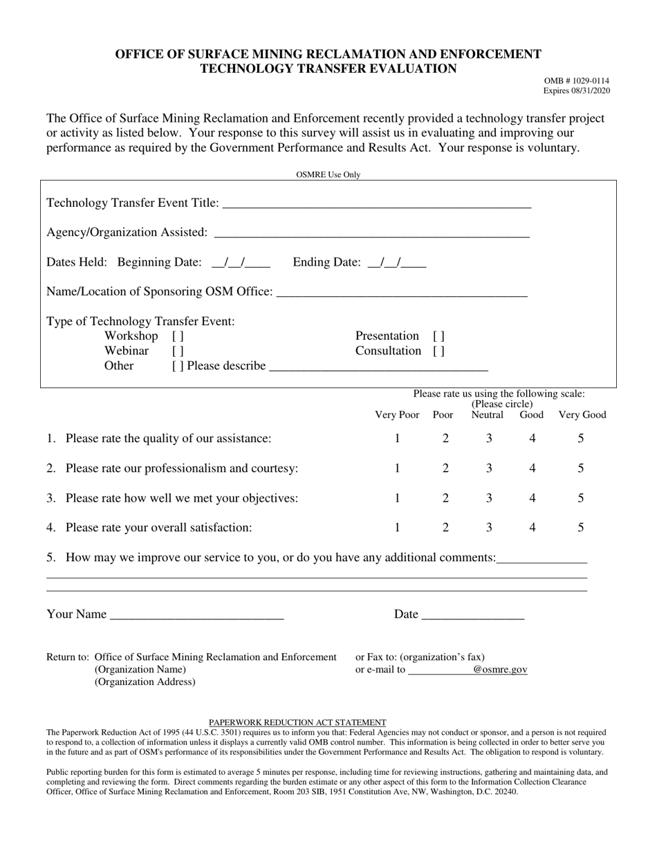 Technology Transfer Evaluation Form, Page 1