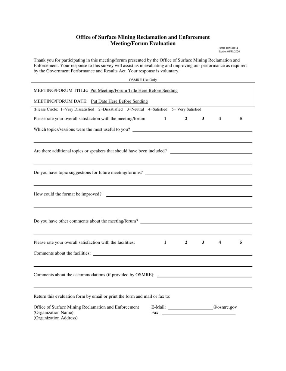 Meeting / Forum Evaluation Form, Page 1