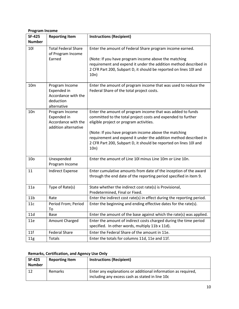 Instructions for OSMRE Form SF-425 Federal Financial Report, Page 10
