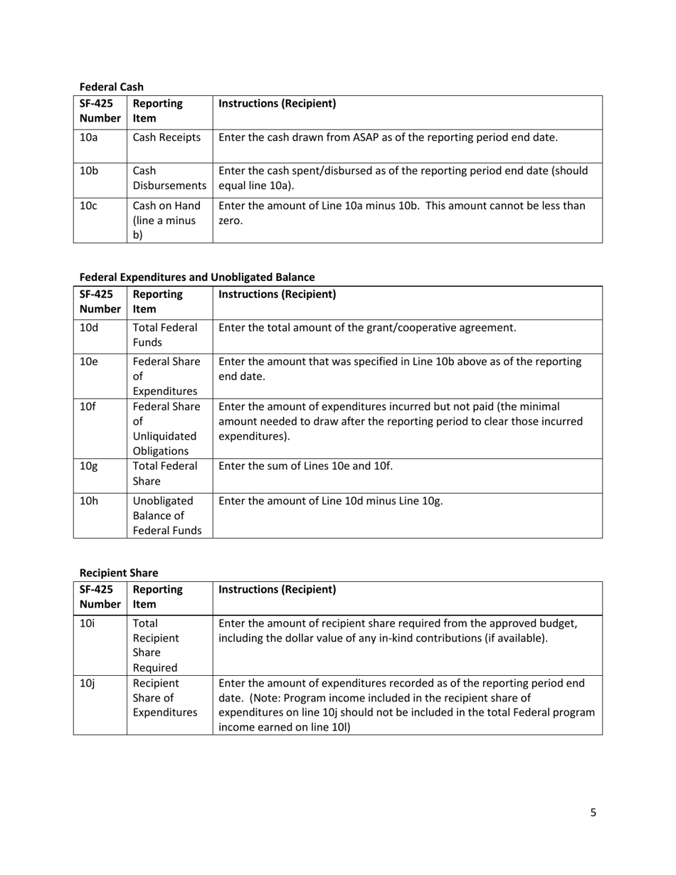 Instructions for OSMRE Form SF-425 Federal Financial Report, Page 5