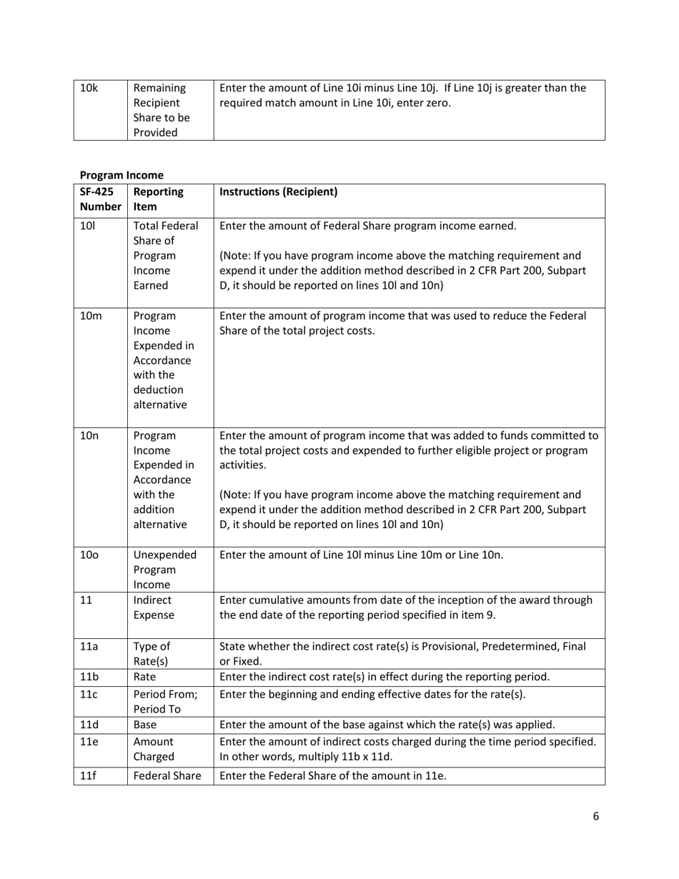 Instructions for OSMRE Form SF-425 Federal Financial Report, Page 6