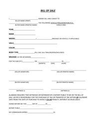 Document preview: Vehicle/Trailer/Motorcycle Bill of Sale Form - Houston County, Alabama