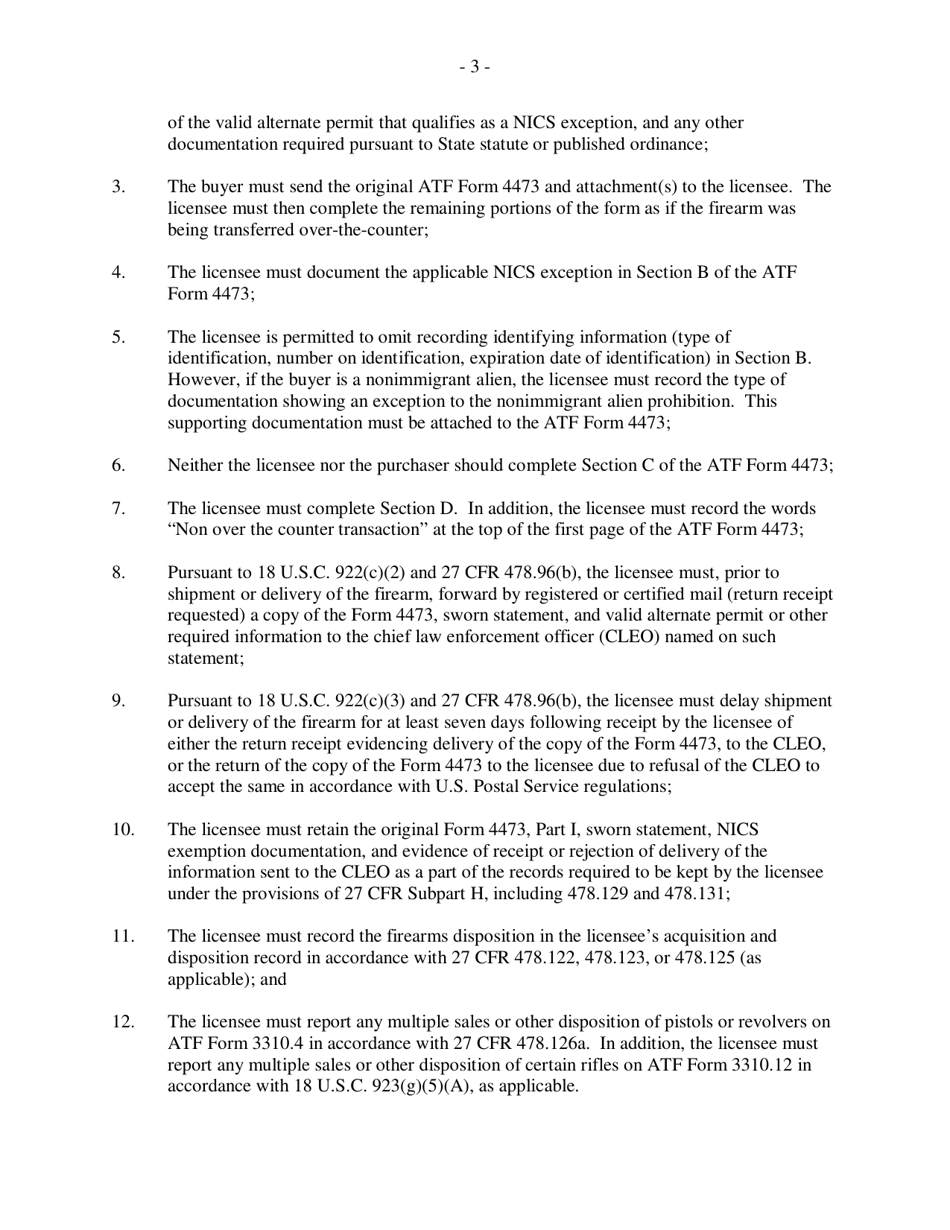 Recordkeeping Procedure for Non-over-the-Counter Firearm Sales by Licensees to Unlicensed in-State Residents That Are Nics Exempt, Page 3