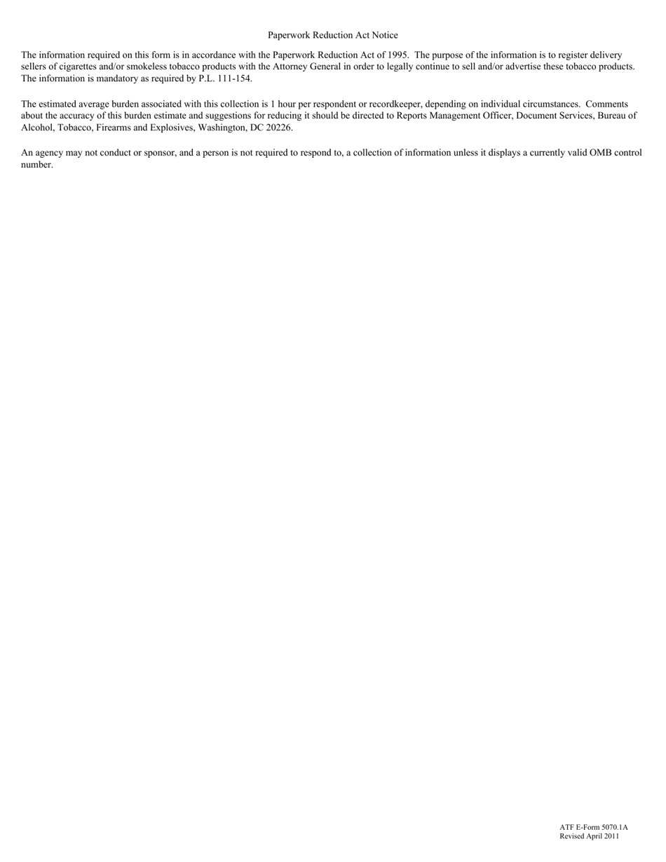 ATF Form 5070.1A Prevent All Cigarette Trafficking (Pact) Act Registration Form (Continuation Sheet), Page 2