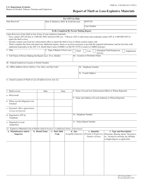 ATF Form 5400.5  Printable Pdf