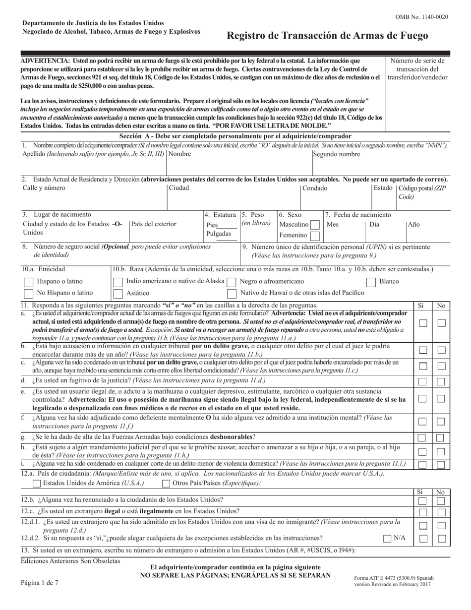 ATF Formulario 4473 (5300.9) - Fill Out, Sign Online and Download ...