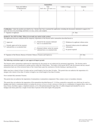 ATF Form 5330.3D (6NIA) Application/Permit for Temporary Importation of Firearms and Ammunition by Nonimmigrant Aliens, Page 2