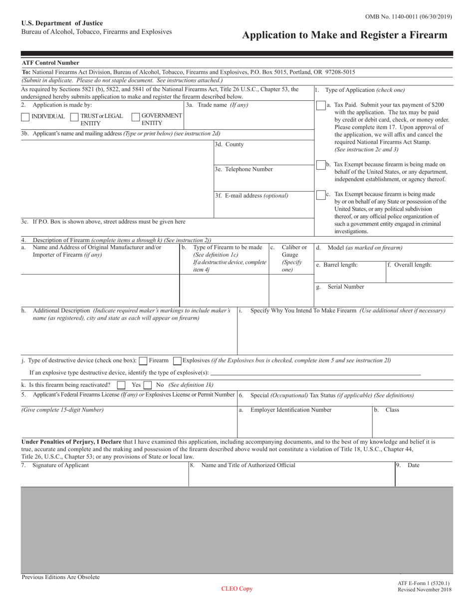 ATF Form 1 (5320.1) Application to Make and Register a Firearm, Page 10