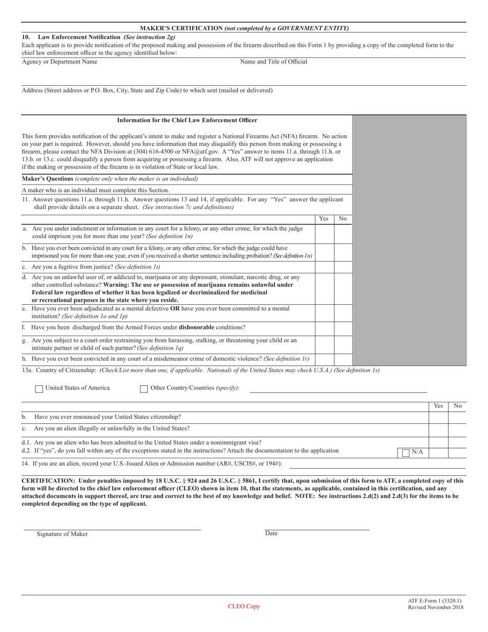 ATF Form 1 (5320.1) Application to Make and Register a Firearm, Page 11