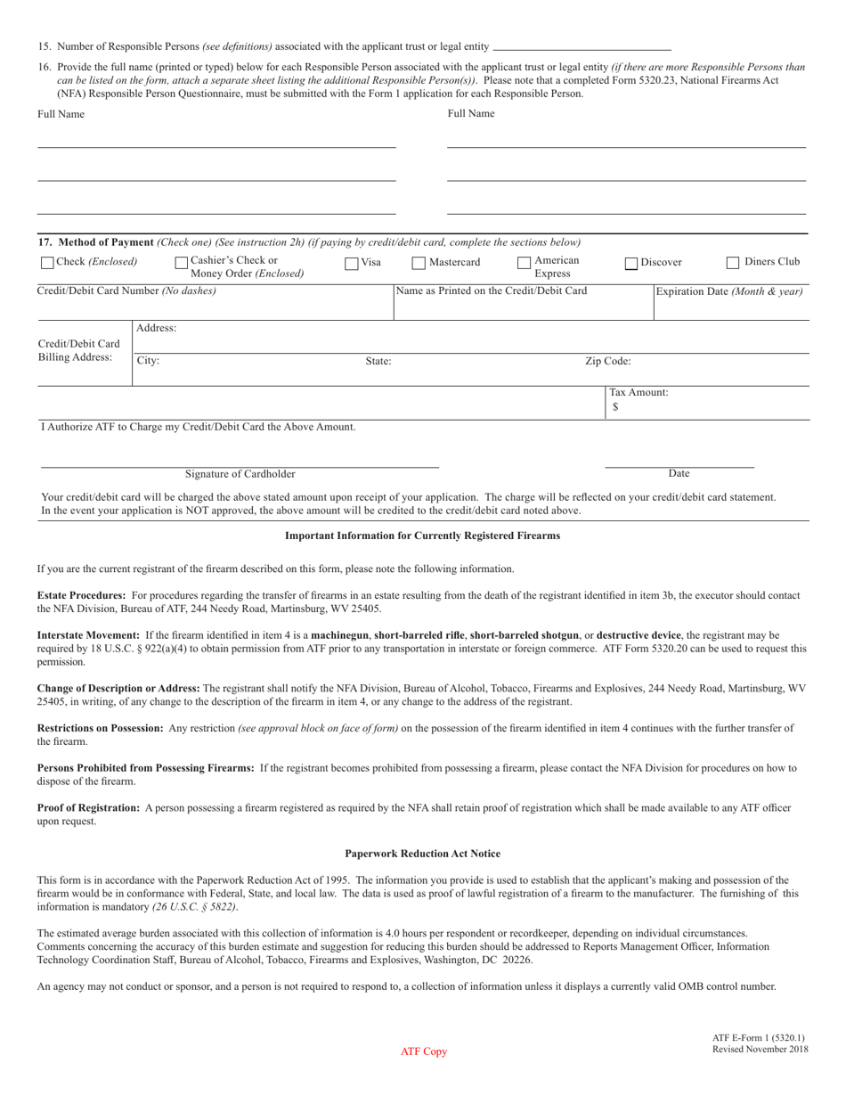 ATF Form 1 (5320.1) Application to Make and Register a Firearm, Page 3