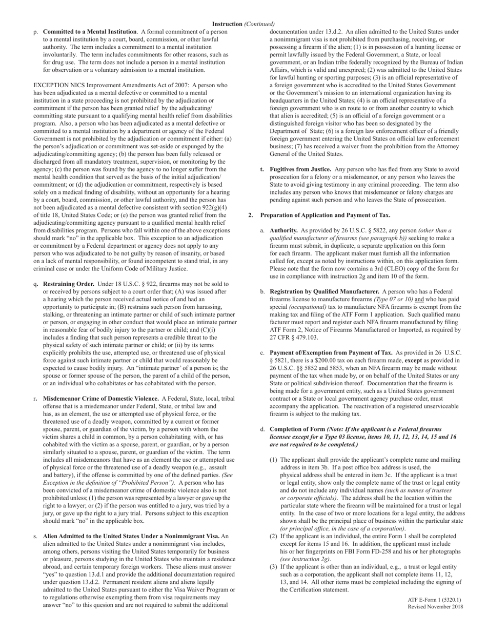 ATF Form 1 (5320.1) Application to Make and Register a Firearm, Page 5