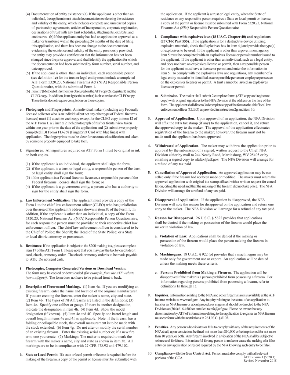 ATF Form 1 (5320.1) Application to Make and Register a Firearm, Page 6