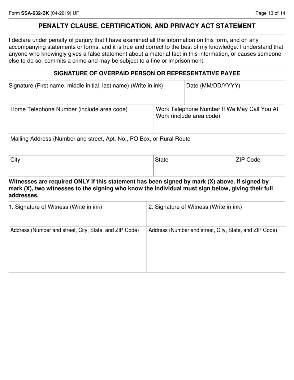 Form SSA632BK Fill Out, Sign Online and Download Fillable PDF