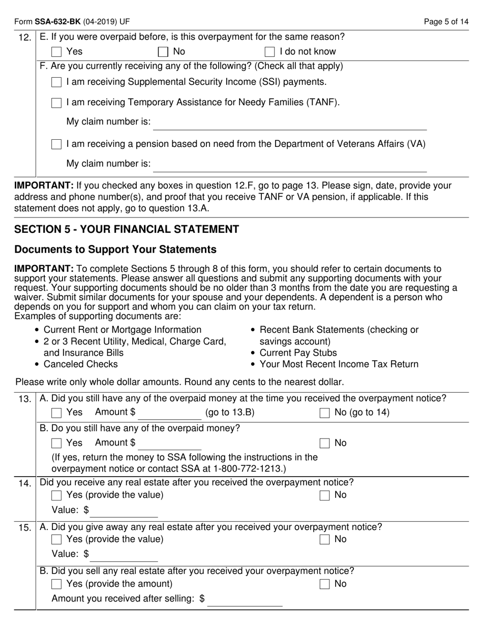 Form SSA-632-BK - Fill Out, Sign Online and Download Fillable PDF ...