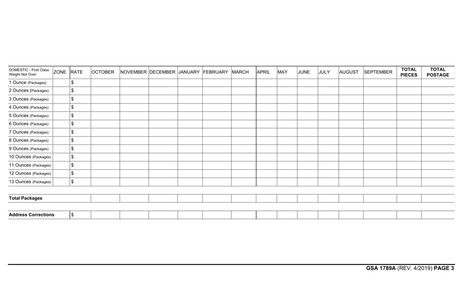 GSA Form 1789A Former Presidents Domestic Mail, Page 3
