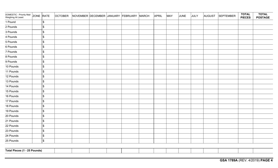 GSA Form 1789A Former Presidents Domestic Mail, Page 4