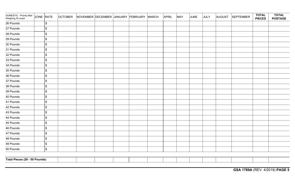 GSA Form 1789A Former Presidents Domestic Mail, Page 5