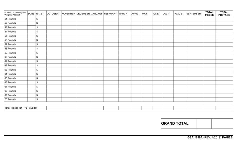 GSA Form 1789A Former Presidents Domestic Mail, Page 6