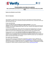 Document preview: Referral Date Confirmation - U.s Department of Homeland Security Tentative Nonconfirmation (DHS Tnc) (French)