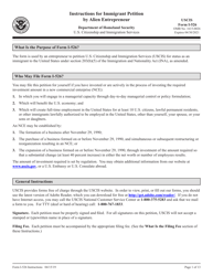 Document preview: Instructions for USCIS Form I-526 Immigrant Petition by Alien Entrepreneur