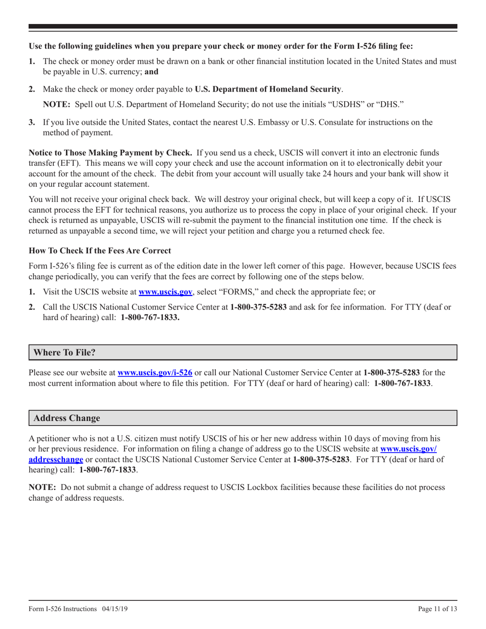 Instructions for USCIS Form I-526 Immigrant Petition by Alien Entrepreneur, Page 11