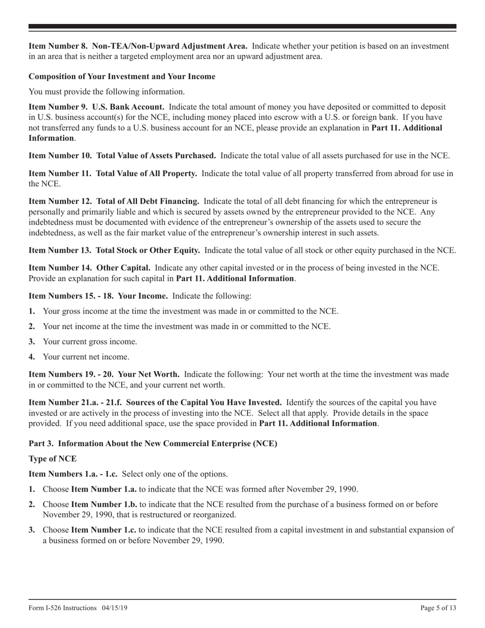 Instructions for USCIS Form I-526 Immigrant Petition by Alien Entrepreneur, Page 5