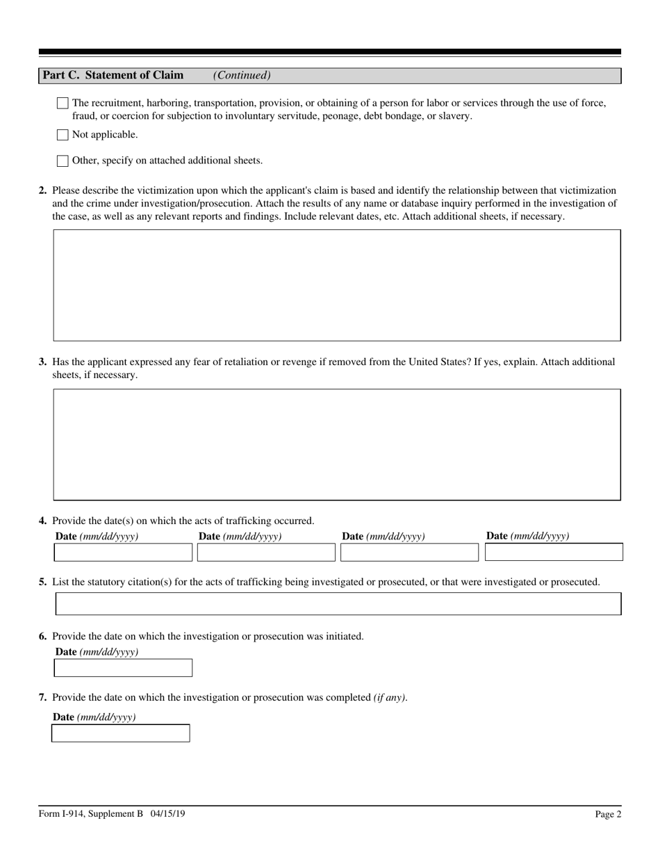 USCIS Form I-914 Supplement B - Fill Out, Sign Online And Download ...