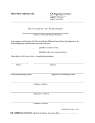 Form WH-515 Doctor&#039;s Certificate