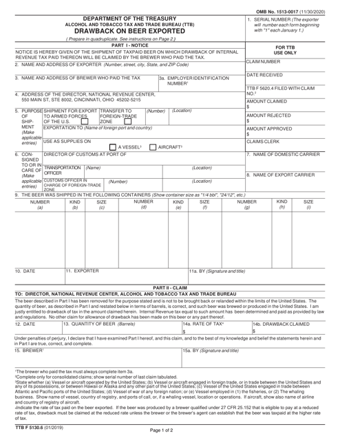 TTB Form 5130.6  Printable Pdf