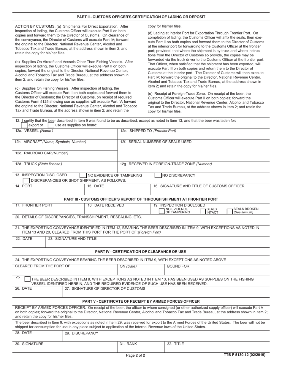 TTB Form 5130.12 - Fill Out, Sign Online and Download Fillable PDF ...