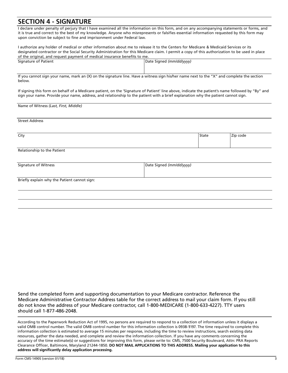 Form CMS-1490S - Fill Out, Sign Online and Download Fillable PDF ...