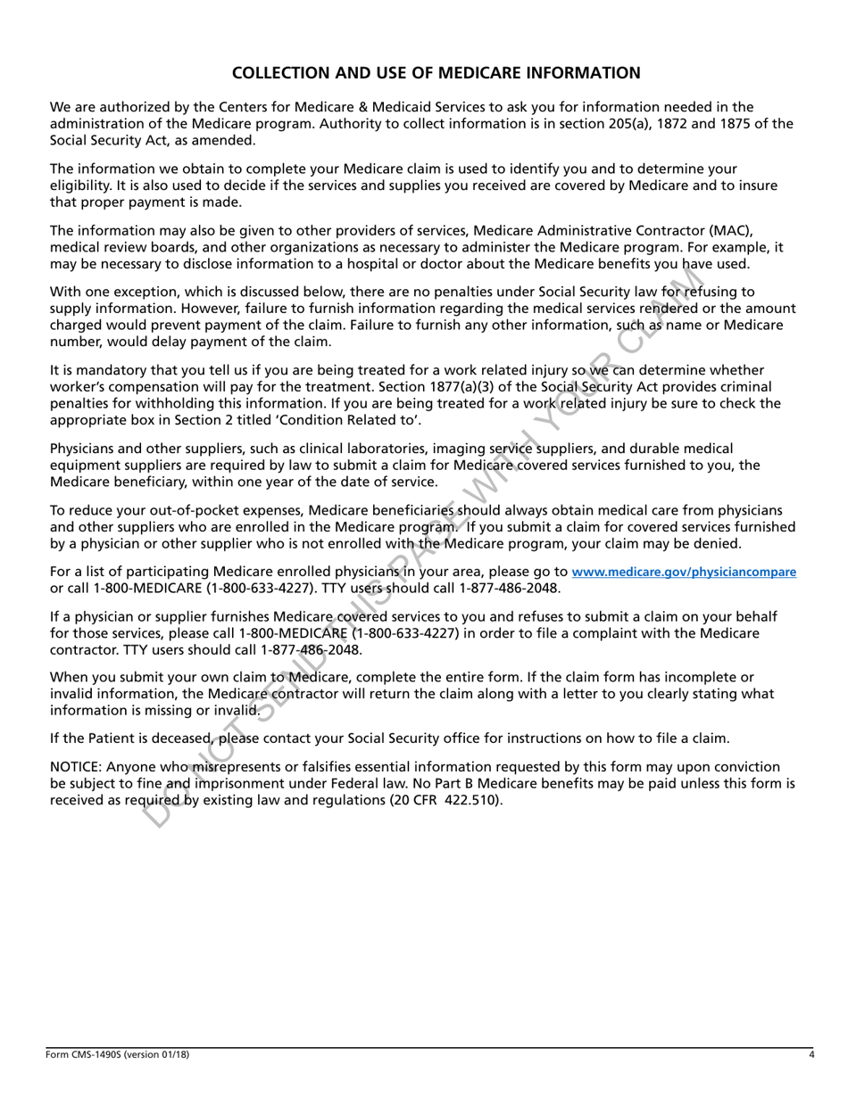 Form CMS-1490S Patients Request for Medical Payment, Page 4