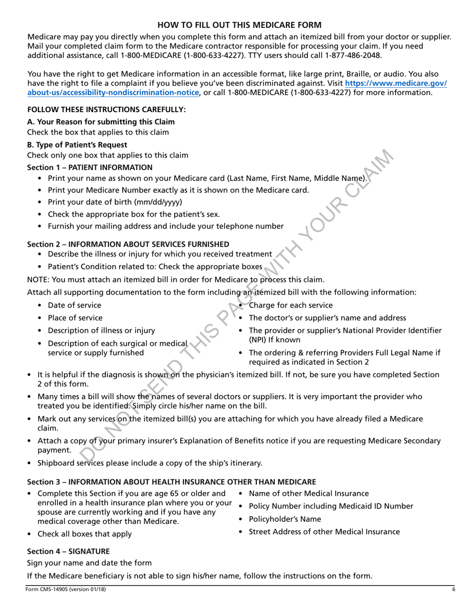 Form CMS-1490S Patients Request for Medical Payment, Page 6