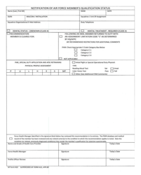 AF Form 422 &quot;Notification of Air Force Member's Qualification Status&quot;