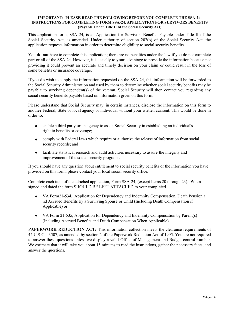 VA Form 21-534 Application for Dependency and Indemnity Compensation, Death Pension and Accrued Benefits by a Surviving Spouse or Child (Including Death Compensation if Applicable), Page 12